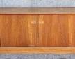 Vintage Ib Kofod Larsen Vintage MCM Danish Mid Century Modern Teak 4 Door Credenza with Sliding Front
