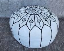 Vintage Moroccan Leather Pouf Foot Ottoman Hippie Boho
