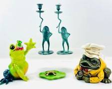 2006 Kittys Critters Bon Appetite, Century And Other Non Branded Assorted Frog Figurine And Candle Holders Lot
