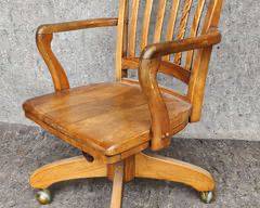 Vintage Heavy Duty Solid Wood Swivel 1940's Desk Chair

