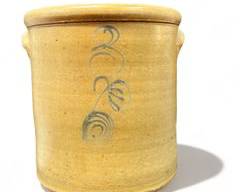 Antique 3 Gallon Stonware Crock Pot Blue Markings
