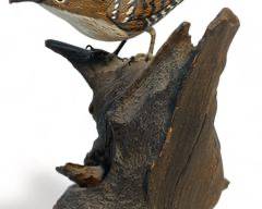 Vintage G Mirando Signed MCM Wood Bird on Driftwood Base
