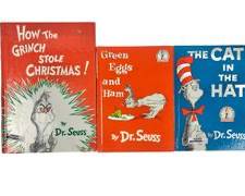 1985 How The Grinch Stole Christmas by Dr. Seuss, 1988 Green Eggs and Ham by Dr. Seuss and 1985 The Cat In The Hat by Dr. Seuss
