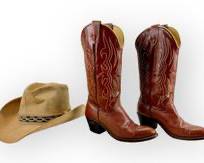 LAREDO Genuine Leather Tan Snake Embossed Cowboy Boots Sz 9B. RESISTOL Beige Suede Cowboy Hat Sz 7 1/8
