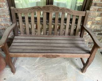 Antique carved wooden bench