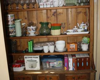 This is a beautiful Antique wooden shelf piece with drawers.