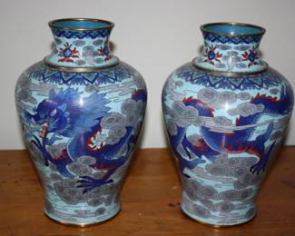 There is a great collection of Vases including these beautiful Cloisonné' Pieces