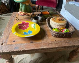 Look Close at this Vintage worm hole coffee table