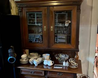 Antique sideboard hutch China cabinet