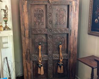 Stunning wood carved armoire 