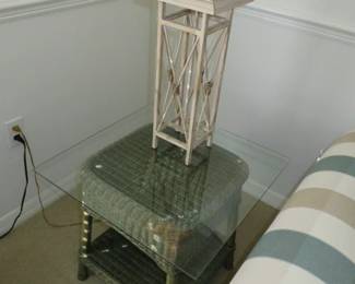 Wicker Glass Top End Tables, Contemporary Metal Table Lamps