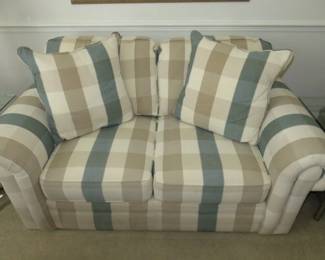 Broyhill Cream, Green & Tan Upholstery Love Seat