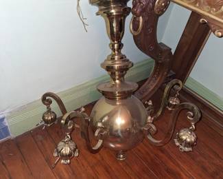 Victorian 5 arm gas chandelier