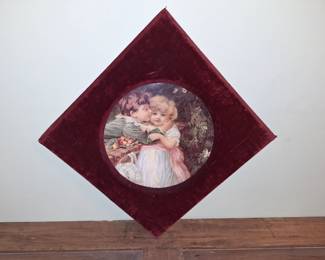 Antique Victorian Velvet Textile Plate Frame