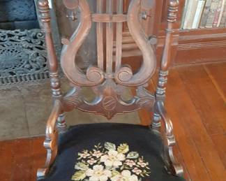 Lyre Back Walnut Victorian Slipper Chair