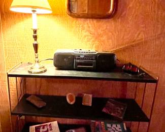 Retro Metal Stand, Antique Oak Frame Mirror