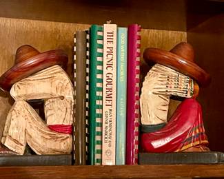 Wooden Mexican Siesta Bookends, Cookbooks