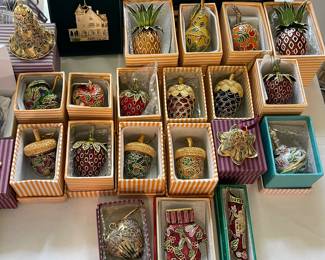 Wonderful collection of Cloisonné Enameled Christmas Ornaments