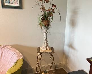 Art Deco metal stand with marble top