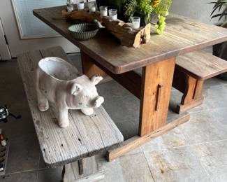table and benches from the old Rinky Tink's Ice Cream Parlor on the Granbury Square