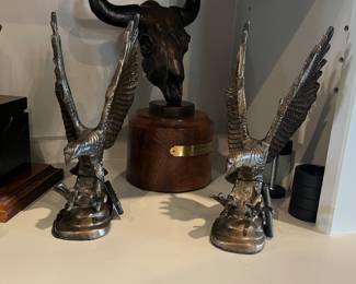 cast eagles and buffalo skull