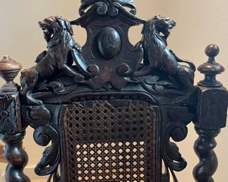 intricate carving on throne chair