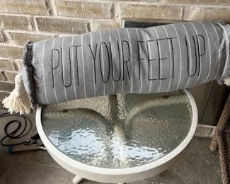decorative pillow and patio side table