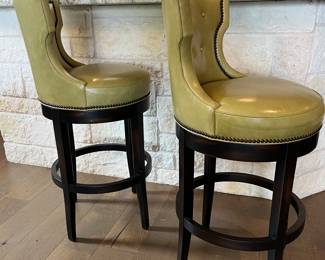 chartreuse green swiveling bar stools
