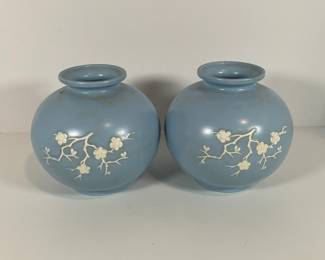 Pr of Copeland Spode Blue Porcelain Vases