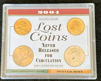 2004 Lost Coins Sacagawea & Kennedy Half Dollar Set - Philadelphia & Denver Mints