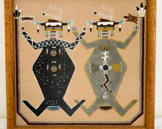 Vintage Framed Native American Sand Art Painting