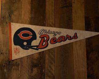 Vintage Chicago Bear 2 Bar Helmet Pennant Flag Banner - Man Cave
