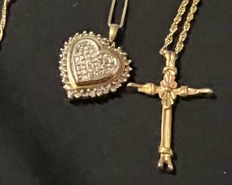 Gold cross & gold pave composite Diamond heart!