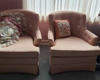 Charming peach chairs.
