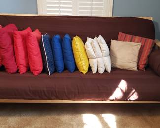 Futon and pillows.