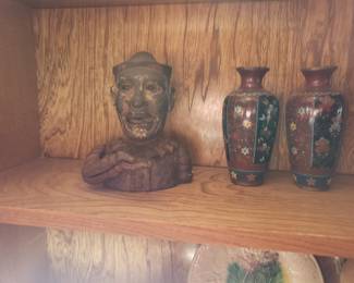 Vintage Mechanical Bank and 2 Urns