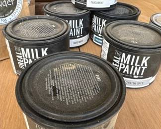 Cans of milk paint