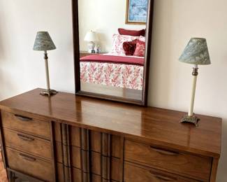 Gorgeous impressive Mid Century Modern dresser with matching mirror...matches the tall chest of drawers...Simple, elegant, beautiful!