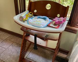 wooden vintage high chair