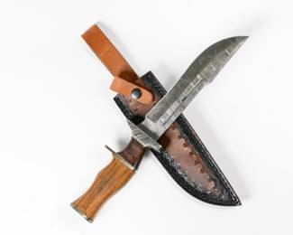 Lot 103p | Handmade Damascus Steel Bowie Knife