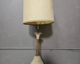 Lot 288 | Vintage Tall MCM Ceramic & Wood Lamp