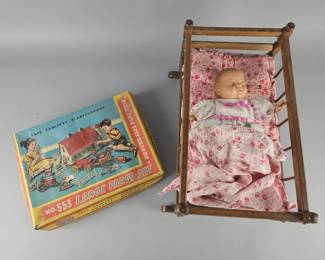 Lot 299 | Vintage Auburn Toys Farm Set & Doll w/ Cradle