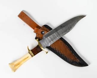 Lot 103i | Handmade Damascus Steel Bowie Knife