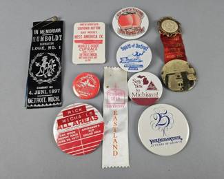 Lot 145 | Vintage Detroit & Michigan Event/Advertising Pins