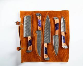 Lot 103r | Handmade Damascus Steel Chef Knife Set