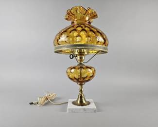 Lot 93 | Vintage Amber Fenton Converted Oil Lamp