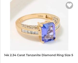 14k Tanzanite diamond ring New