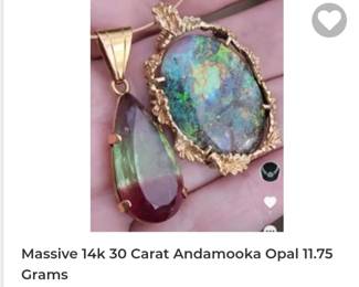 14k 30 carat andamooka opal pendent