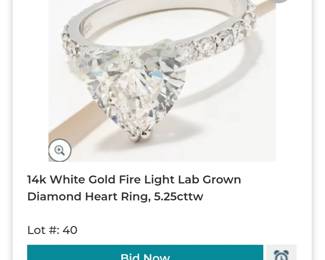 14k 5.25 lab grow heart cut diamond ring