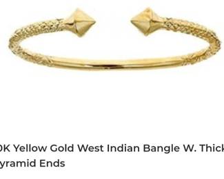 10k yellow gold west Indian bangle with pyramid ends